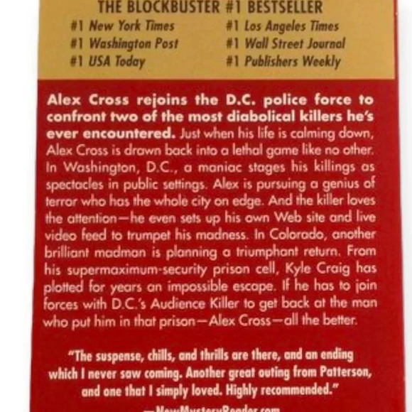 Double Cross by  James Patterson Paperback Book Novel A Good Read - Picture 2 of 2